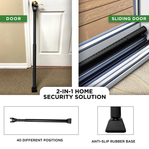 Two In One Sliding Door Security Bar And Door Jammer With Forty Adjustable Settings Easy Installation No Tools Required