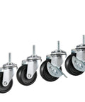 Two Inch Rubber Stem Casters For Wire Shelving And Rolling Carts Set Of Four With One Quarter Inch Threaded Stem Replacement Wheels