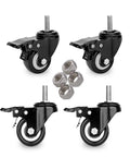 Two Inch Stem Caster Wheels With Safety Dual Locking Brakes Heavy Duty Swivel Casters 600 Pound Capacity Set of Four