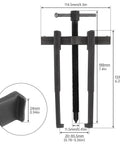 Diagram of Two Jaws Bearing Puller/Remover, Adjustable Two Jaw Puller Tool, Carbon Steel Pump Pulley Remover with dimensions