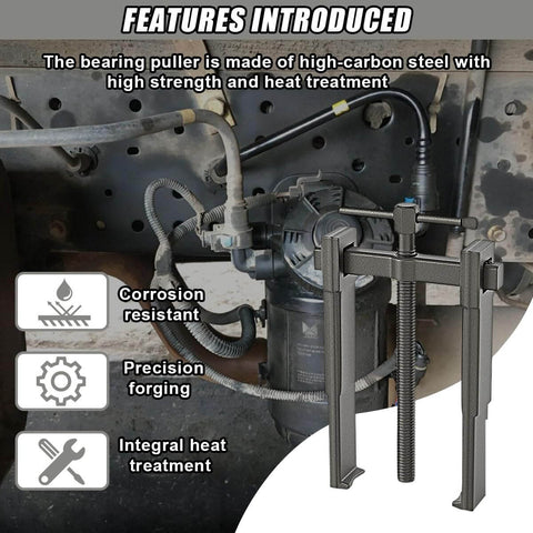 Two Jaw Gear Puller 8 Inch Carbon Steel Bearing Puller And Remover Tool installed on automotive equipment