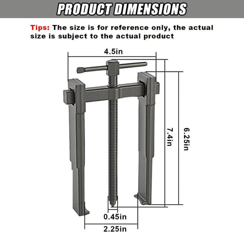 Two Jaw Gear Puller 8 Inch Carbon Steel Bearing Puller And Remover Tool with adjustable dimensions and product measurements
