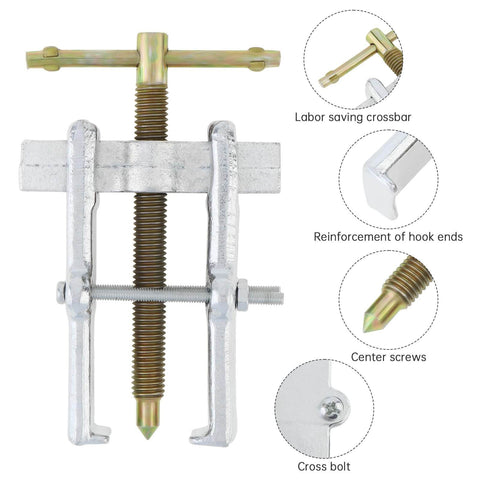 Three Inch Two Jaw Bearing Puller Tool Set With Adjustable Carbon Steel Mandrel Gear Pulley And Flywheel Remover image