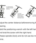 Illustration of Two Jaws Bearing Puller Tool with instructions for disassembling bearings in electric products and cars.