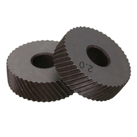 Two Piece High Speed Steel Knurling Wheel Set With Straight And Diagonal Coarse Knurl Options In 0.6 To 2.0 Millimeter Pitch
