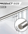 Two Pack 12 Inch Long 0.625 Inch Diameter 1018 Carbon Steel Round Rods, Cold Rolled, Unpolished Finish, product size diagram