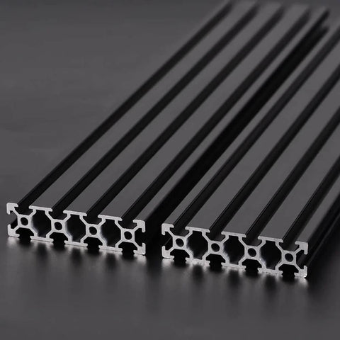 Two Pack 20 Series T Slot 2080 Aluminum Extrusion Profile 19.7 Inch 500mm European Standard Anodized Linear Rail Black