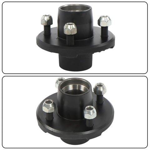 Two Pack 4 On 4 Inch Trailer Hub And One And One Sixteenth Inch Square BT16 Spindle Bearing Kit with spindle nut washer
