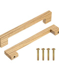 Two Pack 6 Inch Hole Center Square Wood Drawer Pulls With Screws For Kitchen Dresser Wardrobe Cupboard Ash Wood Natural Solid Wood