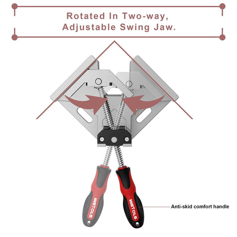 Two Pack 90 Degree Right Angle Corner Clamp For Woodworking With Adjustable Aluminum Alloy Swing Jaw, Durable Aluminum Die Cast Construction, Perfect For Woodworking, Photo Framing, And Diy Projects, Includes 70mm Clamping Range And 95mm Jaw Width WETOLS.