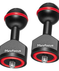 Two Pack One Inch Ball Adapter Set for Underwater Photography Mounts with Universal Ball Joint Bracket and Quarter Twenty Screw Base
