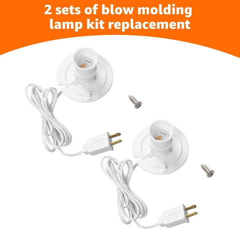 Two Pack Blow Mold Light Kit Replacement With E27 E26 Bulb Cord for Halloween and Christmas Decor, showing lamp bases and cords