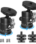 Two Pack Mini Ball Heads With 360 Degree Pan And 135 Degree Tilt Locking Knob Rubber Base Pad To Prevent Scratches
