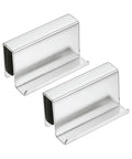 Two Pack Glass Finger Edge Pull Handles 1.57 Inch Length for 0.16 to 0.24 Inch Glass, Concealed Cabinet Door Pulls, Pearl Chrome Finish
