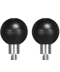 Two Pack Ball Mount Adapters With One Inch Rubber And Stainless Steel Ball And One Quarter Twenty Threaded Post For RAM Mounts B Size Compatibility Upgrade For DA Ninety And DA Sixty Expansion And Versatile Mounting, showing front view of adapters.