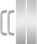 Two Pack Satin Finish 304 Stainless Steel Door Pull Handles 100mm Width 400mm Height 1.2mm Thick With 180mm Hole to Hole and 200mm Handle Length 19mm Pull Diameter Rust Resistant Easy to Clean