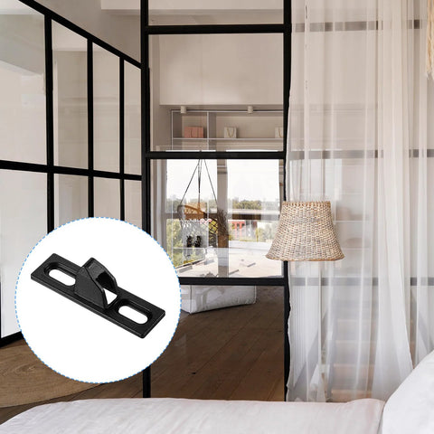 Two Pack Sliding Door Keepers For Sliding Glass Doors Lock Latch Replacement With Mounting Screws Included Black Finish Installed View