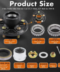 Two Pack Preassembled Trailer Idler Hub Kit Set For 3500 Pound Axles Five On Four Point Five Bolt Pattern L44649 And L68149 Bearings Fits Dexter Al Ko Lippert And Other Brands Includes Galvanized Dust Caps product components displayed with labels
