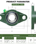 Two Pack UCFL20516 Pillow Block Bearing With 1 Inch Bore And Two Bolt Flange Self Aligning Cast Iron Housing Set Screw Locking Style