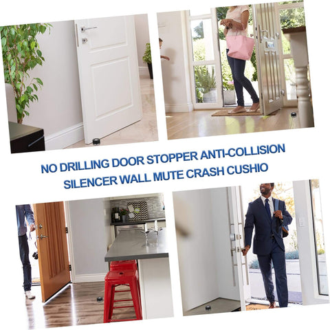 Two piece door silencer set cushions door impact, protects walls and hardwood floors, prevents knob damage with no drilling installation view
