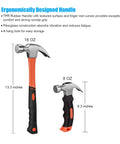 Two Piece Hammer Set With An 8 Oz Mini Stubby Claw Hammer And A 16 Oz Fiberglass General Purpose Claw Hammer Soft Non Slip Handle And Heat Treated Head For Tight Spaces And Demolition Tasks Ideal For Home Projects And Pros