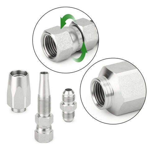 Two-Piece Hydraulic Hose Repair Kit With Three Eighths Inch Reusable Fittings For Two-Wire Braided Hoses Up To 4000 PSI details