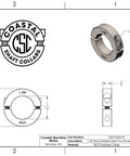 Technical drawing of Shaft Collars - 1.25" Bore Diameter - Clamping Two Piece Shaft Collar - 303 Stainless Steel (2 Pack) with dimensions.