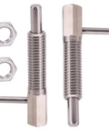 Two Pack Retractable Indexing Plunger Pin M10 Stainless Steel Spring Latch Locking Pin For Machinery and Equipment with Nut and L Handle