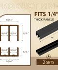 Two Sets Of Four Feet Plastic Sliding Door Track System For One Quarter Inch Glass Panels In Cabinets Matte Black Finish