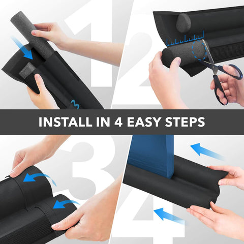 Two Sided Under Door Draft Stopper For Bottom Gap Fits 30 To 36 Inch Wide Doors With Quick Install No Drill No Tape Keeps Heat In And Cold Air Out installation steps