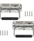 Two Pack 4.33 Inch Silver Spring Loaded Handles For Toolboxes Chest Cases And Storage Boxes Heavy Duty Stainless Steel Rubber Grip