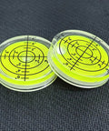 Two acrylic circular bubble levels from Three Pack Small Circular Bubble Levels 32x7mm Acrylic Round Spirit Level For Layout Tools.