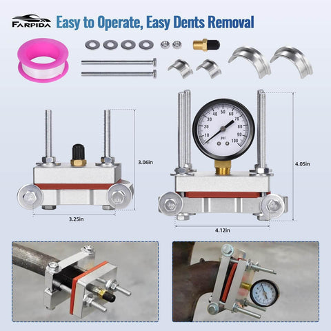 Two Stroke Exhaust Pipe Dent Repair Kit For 125cc To 300cc Two Stroke Motorcycles Mopeds Scooters ATVs And UTVs, kit components