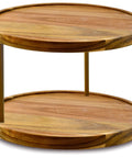 Two Tier Acacia Wood Lazy Susan Organizer For Kitchen Cabinet Or Pantry Turntable Keeps Spices Condiments Within Reach On Countertop