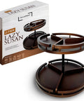Two Tier Bamboo Lazy Susan Organizer With 12 Inch Turntable For Cabinets Pantries Medicine Cabinets Kitchen And Bathroom Rotating Spice Rack With Adjustable Height And Removable Dividers
