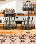 Two Tier Rotating Lazy Susan Turntable Organizer For Kitchen And Pantry, Adjustable Height From 13.5 To 20 Inches, holds jars and bottles.