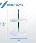 Two Tier Full Round Lazy Susan Cabinet Organizer With 18 Inch Diameter And Adjustable Height From 25.5 To 31.5 Inches