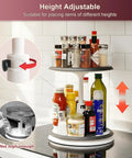 Two Tier Lazy Susan Organizer Turntable Clear With 11 Inch Tray And Three Divided Bins for spice rack on countertop