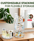 2 Tier Lazy Susan Turntable Organizer for cabinets and pantries, 9.25 inch rotating spice rack with skincare bottles, on vanity