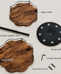 Components of Two Tier Height Adjustable Lazy Susan Organizer For Cabinets And Countertops shown disassembled