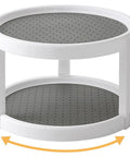 Two Tier Rotating Lazy Susan Organizer with Non Skid Base for Pantry Cabinets and Kitchen Countertops 360 Degree Turntable Spice Rack