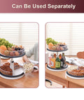 Two Tier Lazy Susan Organizer Turntable Clear With 11 Inch Tray And Three Divided Bins for spices in a kitchen setting