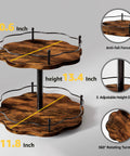 Two Tier Height Adjustable Lazy Susan Organizer for Cabinets and Countertops with 5 Adjustable Gap Heights, shown with height and size details.