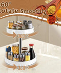 Two Tier Lazy Susan Turntable Spice Rack With Rotating Organizer And Adjustable Height For Kitchen Countertop Pantry Dining Table White 12 Inch Revolving Spice Storage Solution For Kitchen Organization And Storage.