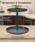 Two Tier Metal Lazy Susan Organizer Rotating Spice Rack For Kitchen Pantry And Countertop Made From 1.2mm Cold Rolled Steel Black