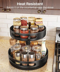 Two Tier Height Adjustable Lazy Susan Spice Rack For Cabinet And Countertop, Metal Turntable Organizer with spices