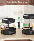 Two Tier Height Adjustable Lazy Susan Spice Rack For Cabinet And Countertop, metal turntable organizer on a kitchen countertop