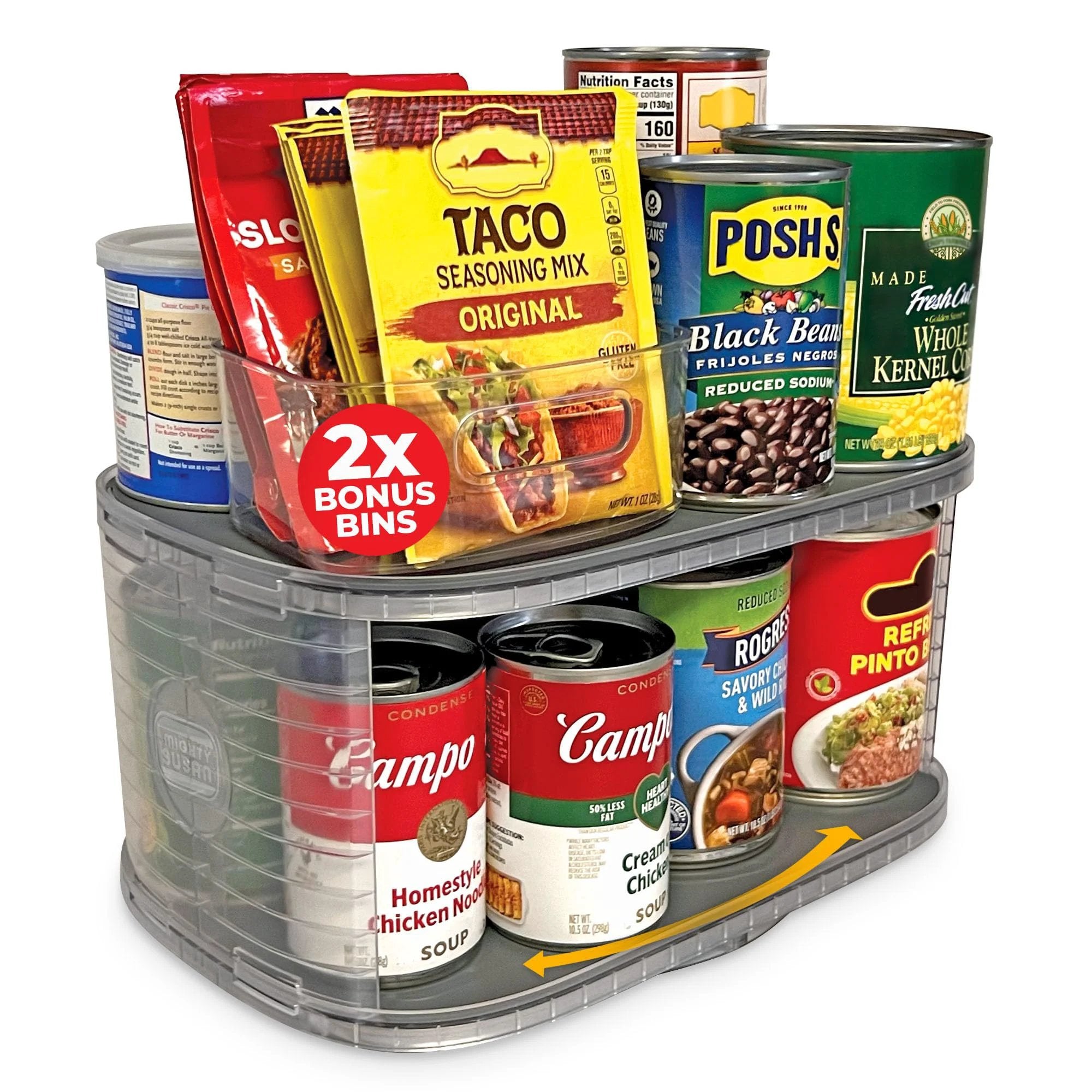 Two-Tier Rotating Can Organizer, 360° Access