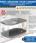 Image depicting Two-Tier Kitchen Rotating Canned Goods Organizer with measurements, includes turntable, steel reinforced, non-slip mats.
