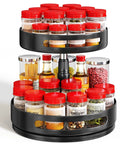 Two Tier Height Adjustable Lazy Susan Spice Rack For Cabinet And Countertop, Metal Turntable Organizer With 360 Degree Rotation